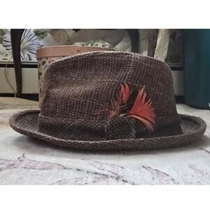 Vintage Kangol Design Wool Fedora Tweed Plaid Hat  size Small